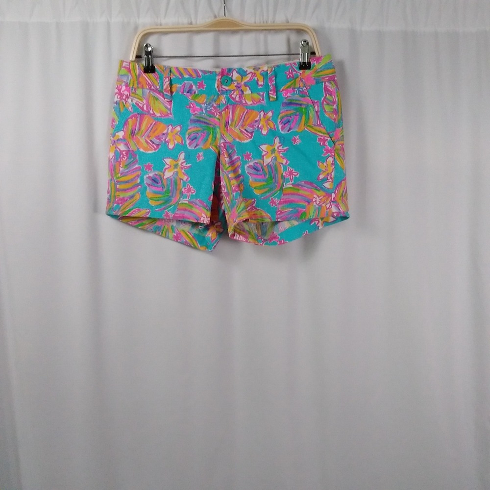 Lilly Pulitzer Callahan Shorts 5" Sea Blue Summer Haze Print Textured Womens 4